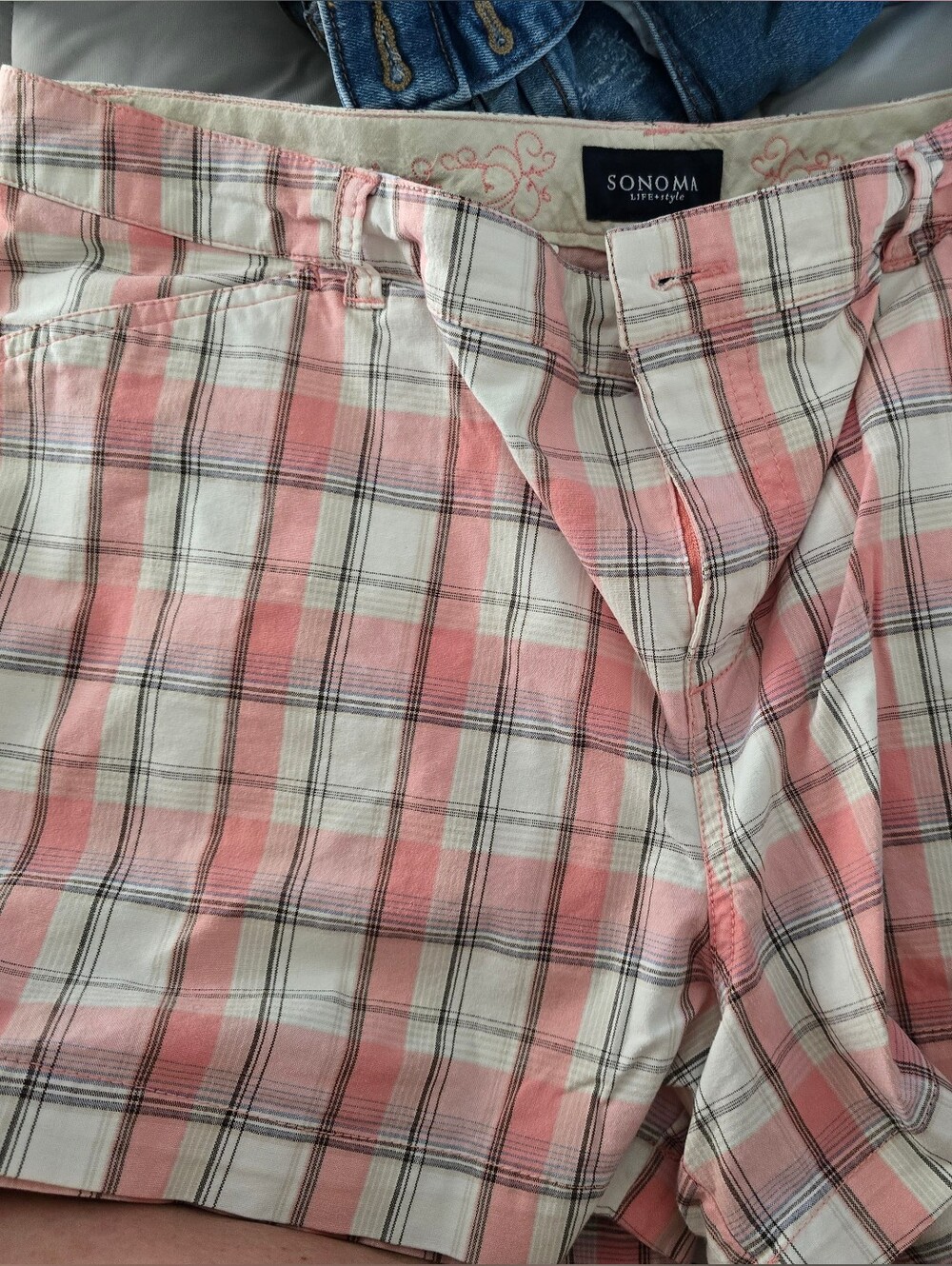 Sonoma Pink and White Plaid Casual Shorts